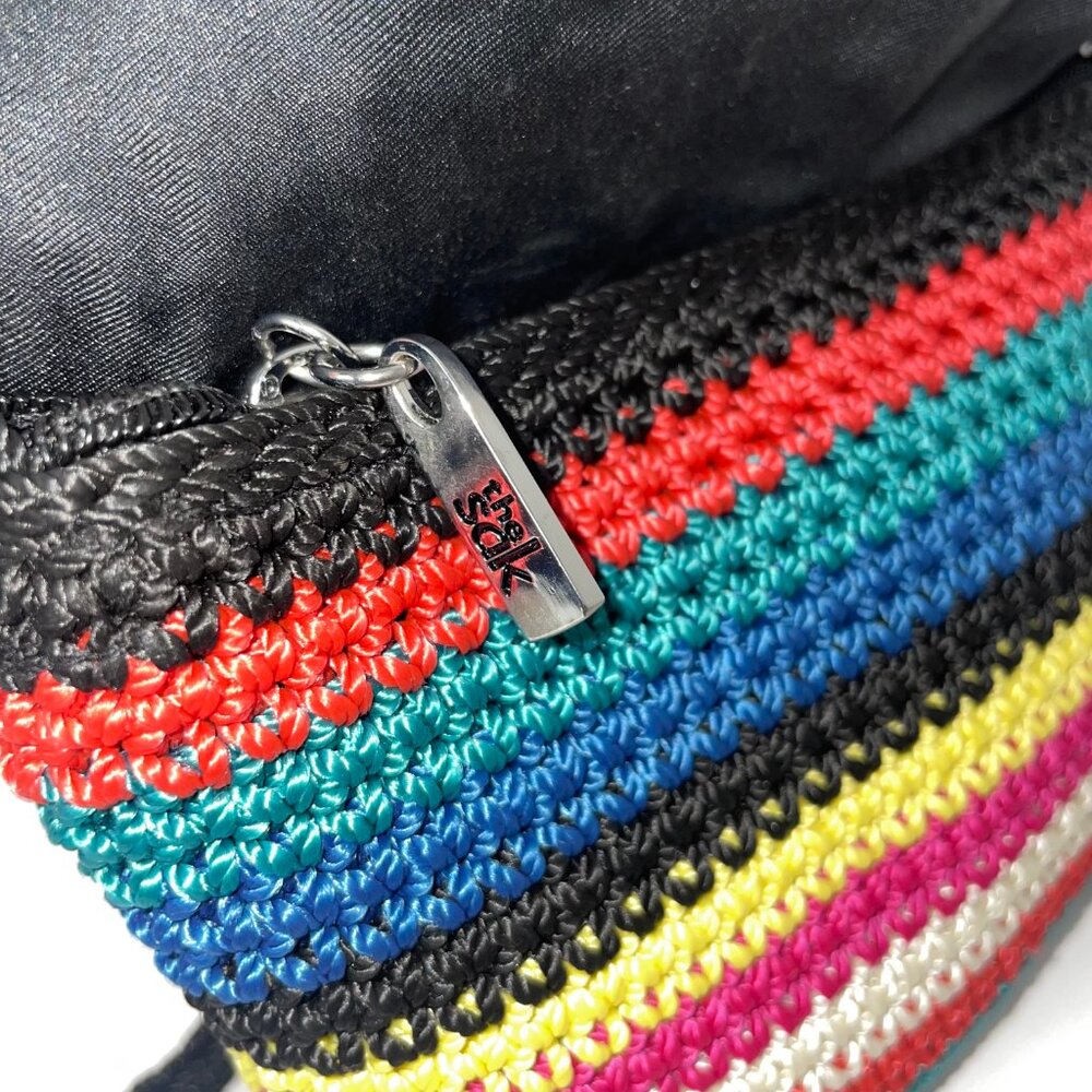 The SAK Multi-Color Rainbow Crochet Crossbody Bag Flap Over with Zipper Closure - Picture 7 of 7